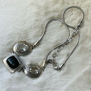 BRIGHTON|Black Onyx Clear Crystal Silver Tone 16-18” adjustable